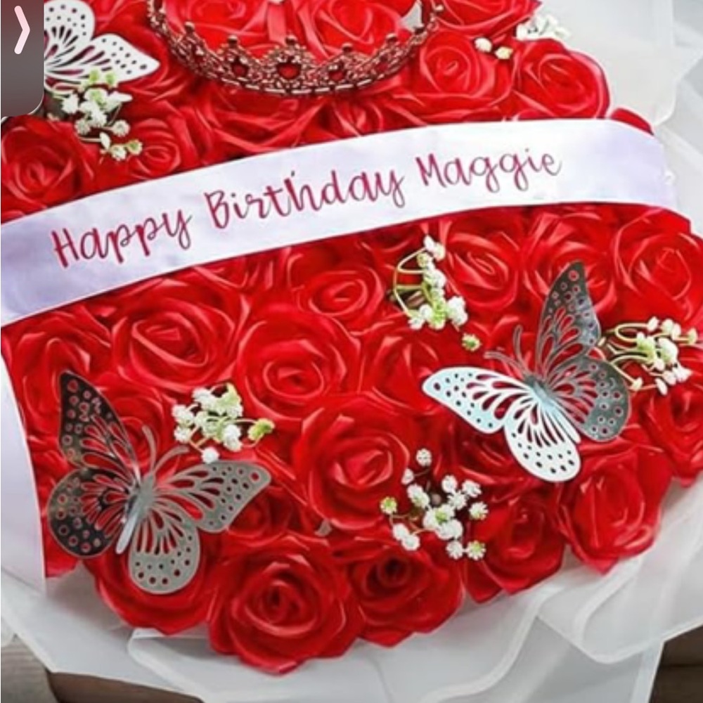 Uniti Casual Red Rose Bouquet with Silver Butterfly Accents